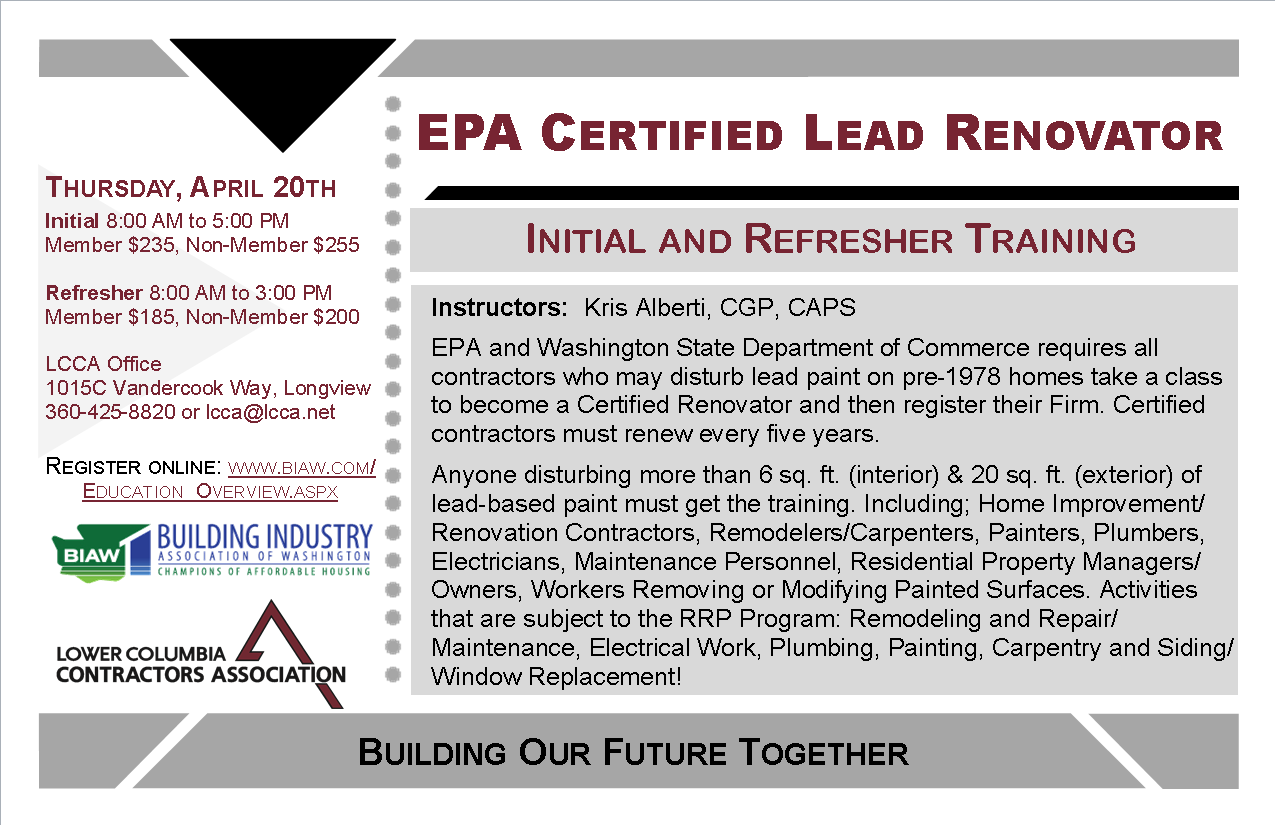 EPA Lead Renovator Class Postcard